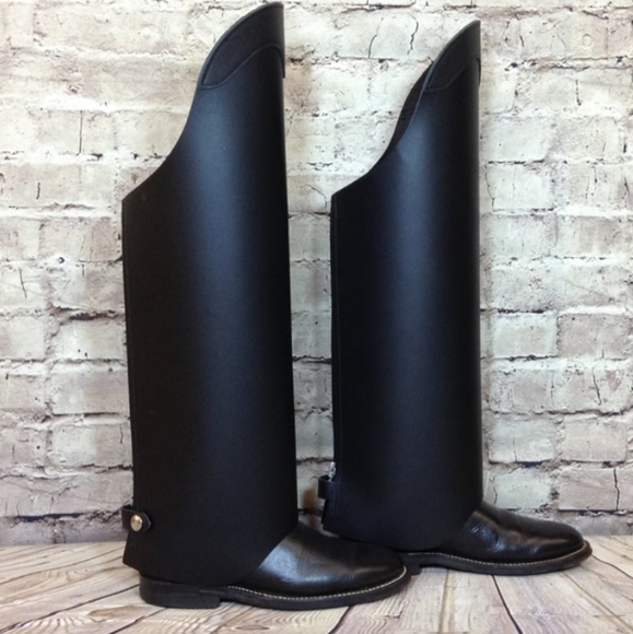 Leather Legs Black Leather Half Chaps Size Small Like New - Picture 3 of 11